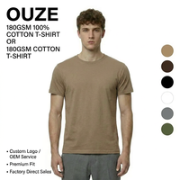 Camiseta de Algodón Slub de 180 g/m² para Hombre, Cuello Redondo, Corte Ajustado, Color Sólido, Estilo Coreano, Moda Casual de Verano, Manga Corta