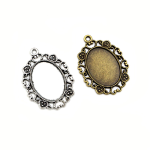 Bases para colgantes de flor de 18x25mm, aptas para cabujones ovalados de 18x25mm, base en blanco para engaste, suministros para fabricación de joyas y collares DIY - Product Image 4