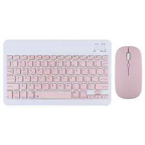 Oem工厂迷你纤薄薄BT无线粉色键盘和鼠标套装，适用于任何智能手机/平板电脑/笔记本电脑
