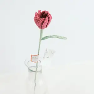 زهور صغيرة مصنوعة يدوياً من الكروشيه مناسبة كهدية عيد الأم باقة زهور للزينة