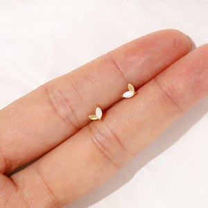 Boucles d'oreilles en argent 925 plaqué or 18 carats avec opale, forme feuille d'olivier, pour femme, à porter au quotidien - Product Image 6