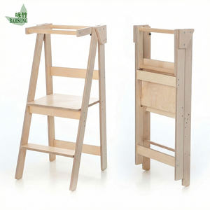 Tabouret d'apprentissage pliable en bois et bambou pour bébé, tour d'apprentissage pour tout-petits, aide de cuisine pour enfants, <span class=keywords><strong>chaise</strong></span> de sécurité pour la maison et la garderie - Product Image 1