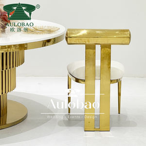 Chaises de salle à manger de luxe en acier inoxydable doré royal pour événements - Product Image 6