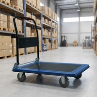 Carretilla de Mano Plegable de 4 Ruedas con Frenos, Capacidad de Carga de 300 kg/500 kg, Carretilla de Metal para Compras y Herramientas