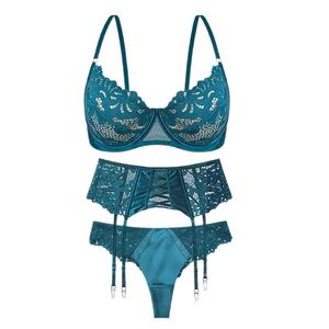 <span class=keywords><strong>Ensemble</strong></span> de lingerie élégante en satin et dentelle avec jarretière <span class=keywords><strong>taille</strong></span> haute, soutien confortable pour les grandes poitrines - Product Image 6