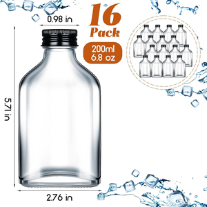 ขวดแก้วใสขุ่นขนาด 100 มล. 250 มล. สำหรับใส่น้ำ น้ำผลไม้ นม กาแฟ ชา ขวดเครื่องดื่มแก้วทรงแบน - Product Image 3