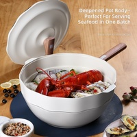 30cm Metall-Antihaft-Meeresfrüchtepfanne mit Dampfkorb und Wok mit Deckel im nordischen Design, hitzebeständig für alle Herdarten