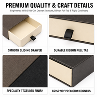 Boîte cadeau coulissante en carton noir mat avec gaufrage, emballage rigide personnalisé pour bijoux, idéal pour les boutiques et cadeaux de détail