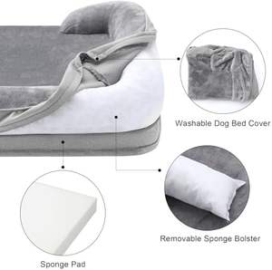 Cama grande para perros, sofá ortopédico impermeable de 52,8 pulgadas, sofá para mascotas con fondo antideslizante, cubierta lavable extraíble gris, espuma de apoyo - Product Image 2