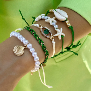 Fashion Beach Starfish Shell Pearl Alloy <strong>Bead</strong> <strong>Bracelet</strong> Wholesale <strong>Bracelet</strong> Wholesale N95282 - Product Image 1