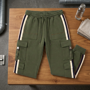 Men <b>Cargo</b> Trousers Side Stripe Drawstring <b>Elastic</b> <b>Waist</b> Lightweight Breathable Casual Summer Jogger <b>Pants</b> - Product Image 4
