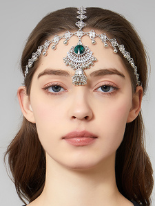 Vintage Indian Matha Patti Head Chain Bollywood Traditional Bridal Hair Jewelry Set Imitation Pearl Tassel Maang <strong>Tikka</strong> for Women - Product Image 5