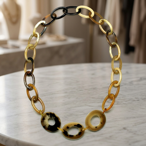 2026 Unisex Best Selling Custom Buffalo Horn Necklace 90cm Eco-friendly Natural Link Chain Jewelry Perfect Anniversary Gift - Product Image 2