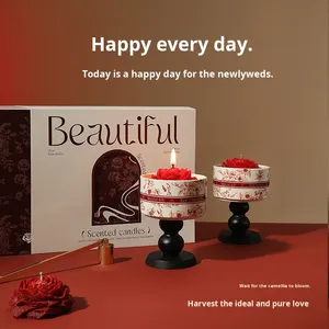 Lilin Soy Wax dalam Kotak Hadiah Cabang Camellia untuk Pertunangan Pernikahan Pindah Rumah Hari Valentine Hadiah Romantis Mewah Hari Valentine - Product Image 1