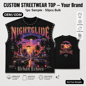 T-shirt sans manches surdimensionné pour homme, imprimé personnalisé avec motif graphique de maçonnerie, style streetwear hip-hop estival, du fabricant - Product Image 1