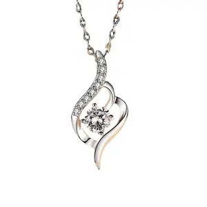 Wish Jewelry 925 Sterling Silver Original Diamond Test Past Brilliant Cut 1 Carat D Color Moissanite Heart Tear Pendant Necklace