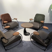 Fauteuil à bascule moderne 8203 en tissu et cuir PU, fauteuil de salon individuel avec accoudoirs en bois