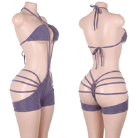 Shorts de danse exotiques, Bodys Lurex scintillants, Sous-vêtements de pole dance à bandes, Costumes de scène brillants pour festivals et raves