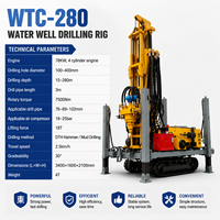 Foreuse hydraulique pour puits d'eau profonde de 280 m WTC-280, moteur diesel 78 kW, force de levage de 18 T, montée sur chenilles portable, pompe incluse