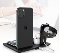 Support de chargeur sans fil portable 4-en-1 avec lampe design rouleau, charge rapide 15W pour iPhone 11 - Chargeur multifonctionnel noir et blanc