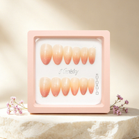 Lot de 12 faux ongles press-on en ABS, longueur moyenne, forme amande, dégradé, faits main, pré-dessinés, couvrance totale, pour doigts