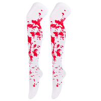 Chaussettes pour Halloween Cosplay pour femmes et filles au-dessus du genou avec motif squelette et chauve-souris saignantes