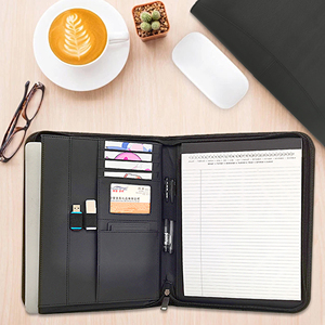 Modernqiu Tùy Chỉnh A4 Kích Thước PU Da Kinh Doanh <span class=keywords><strong>Padfolio</strong></span> Chất Lượng Cao Zippered Phỏng Vấn Danh Mục Đầu Tư Da Thư Mục - Product Image 2