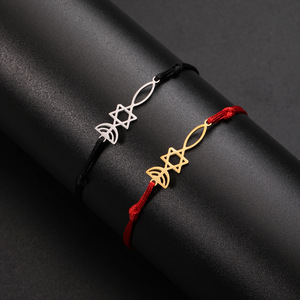 Pulsera de Cadena Figaro con Colgante de Estrella de David Mesiánica <span class=keywords><strong>Dina</strong></span>, Joyería de Acero Inoxidable con Amuleto Judío, Regalo para Hombres y Mujeres - Product Image 2