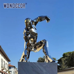 <span class=keywords><strong>Merveilles</strong></span> vente chaude conception personnalisée taille réaliste abstrait géométrique polyèdre super-héros atterrissage sculpture en acier inoxydable - Product Image 1