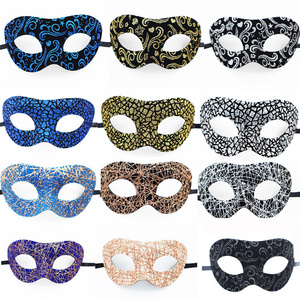<span class=keywords><strong>Máscara</strong></span> de media cara de PVC con lámina dorada y parte superior plana, para disfraces, bailes, carnavales y fiestas nocturnas - Product Image 2