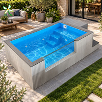 Piscine hors sol en fibre de verre de 7 m avec éclairage LED intégré, marches intégrées, pour villa et jardin, jacuzzi extérieur