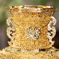 Vase en cuivre chinois de luxe, ornement en filigrane doré, sculpture décorative, décoration pour la maison et le bureau, cadeau d'entreprise haut de gamme