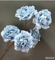 Susunan Bunga Peony Sutra Buatan 5 Tangkai Besar untuk Dekorasi Lantai Ruang Tamu, Acara Natal, Wisuda, dll.