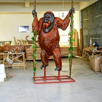 Statue d'orang-outan en fibre de verre imperméable A044, taille réelle, sculpture animale pour exposition dans les sites commerciaux