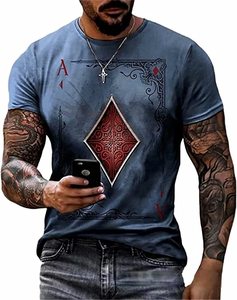 Fitspi all'ingrosso uomo 3D modello di Poker Tshirt Retro divertente grafica t-Shirt da uomo manica corta girocollo Casual camicia per gli uomini - Product Image 4