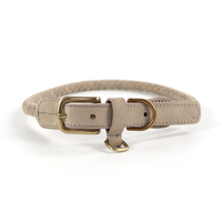 Collier réglable pour animaux de compagnie de luxe de qualité supérieure sangle de cou collier de chien en cuir de vache tressé véritable avec boucle en métal doré