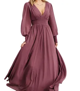2023 Winter Elegant Customs Trendy Women Woman Long Sleeve Shop Online Chiffon Fashion Clothes for Women