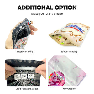 Sachets Mylar Personnalisés Refermables 3.5g Anti-Odeur Style Exotic Cali Packs pour Bonbons, Découpés à la Forme avec Fermeture Ziplock et Coffret - Product Image 2