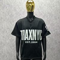 T-shirt de sport en coton personnalisé de haute qualité à col en V, anti-plis, tendance, coupe oversize, imprimé hip-hop, style streetwear vintage