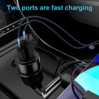 Chargeur de voiture mini en alliage d'aluminium 30W PD3.0 Type-C QC3.0 18W USB-A double port à charge rapide OTP pour appareil photo et écouteurs