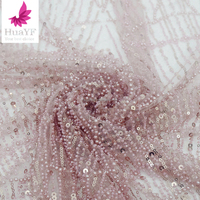 HY2825 Tulle Perlé Dentelle De Mariée Blanc Dentelle Tissu Broderie Perles Tissus Paillettes pour Femmes Robe De Mariée Tissu