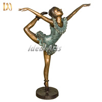 Statue de ballerine en bronze sculptée à la main grandeur nature pour jardin, décoration de patio, sculpture de danseuse de ballet