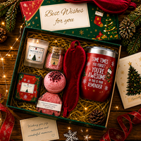 Coffret cadeau de Noël GatherWorks en gros, coffret cadeau de fête avec bougie parfumée et sel de bain