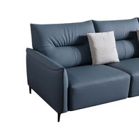 Canapé moderne en cuir véritable trois places, sièges modulaires rembourrés, pieds en métal, rembourrage en éponge, pour salon