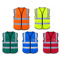 ZUJA Gilet de sécurité réfléchissant haute visibilité avec fermeture éclair sur le devant, plusieurs poches, porte-badge transparent, vêtements de travail de construction, 5 couleurs