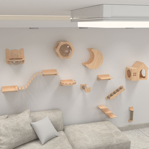 Bán Buôn Sang Trọng Gỗ Gỗ Sang Trọng Mèo Cây Nhà Đồ Nội Thất Tự Nhiên Làm Cho Treo Tường Mèo Cây & Scratcher - Product Image 3