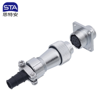 Conector Industrial Cuadrado de 2 3 4 5 6 7 8 9 10 Núcleos, Enchufe de Aviación Impermeable WF16 con Brida TI, Receptáculo Curvo con Conector Z