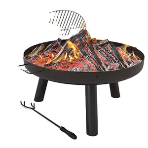 Bol à feu de jardin avec grille de cuisson BBQ Gill pour camping en plein air - Product Image 1