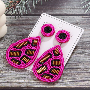 ต่างหูลูกปัดรูปหยดน้ำสุดสร้างสรรค์แบบย้อนยุคของ1817ยูนิเน็นต่างหูลูกปัดลายเสือดาวสำหรับผู้หญิงทันสมัยทำจากทองเหลือง - Product Image 2