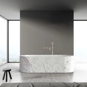 <span class=keywords><strong>Vasca</strong></span> <span class=keywords><strong>da</strong></span> <span class=keywords><strong>Bagno</strong></span> Autoportante in Marmo di Carrara 1700mm con Finitura Scanalata, Design di Lusso per Spa Domestica, <span class=keywords><strong>Vasca</strong></span> in Marmo Personalizzata - Product Image 1